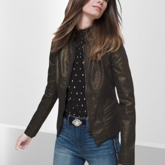 White House Black Market Jackets & Blazers - NWT White House Black Market Coated Metallic Band Jacket